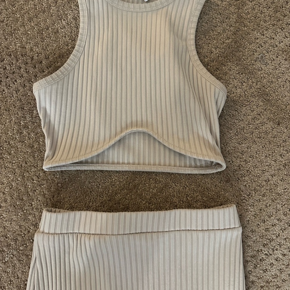 Princess Polly Cream Ribbed Set - Picture 3 of 4